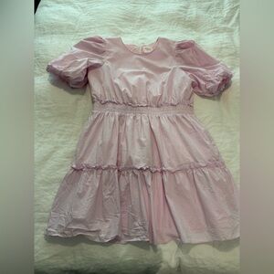 Elegant Pink Puff Sleeve Dress for Women